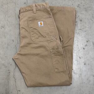 Carhartt Men's Carpenter Workwear Khaki Baggy Pants 36x32